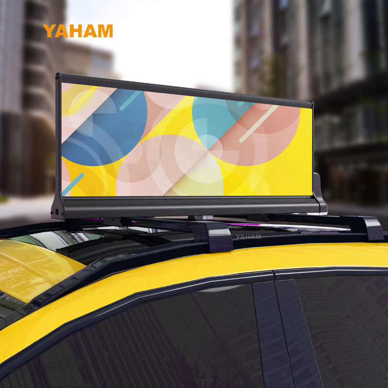 Le double à télécommande d'écran du dessus LED de taxi a dégrossi la publicité polychrome imperméable de toit de voiture